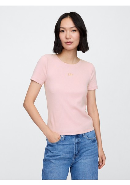Kadın Pembe Gap Logo Modern Crop T-Shirt