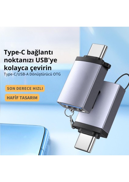 Jazos Type-C To USB 3.1 Otg Dönüştürücü Adaptör, 10 Gbps Veri Aktarım, Mini USB Çevirici