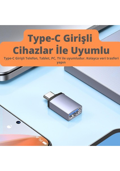Jazos Type-C To USB 3.1 Otg Dönüştürücü Adaptör, 10 Gbps Veri Aktarım, Mini USB Çevirici