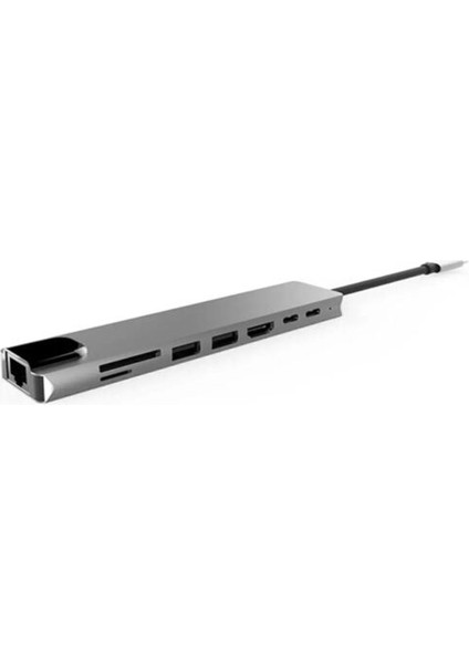 8 In 1 Ethernet Sd USB Type C Hub Hdmı Girişli Macbook Pro/air Dönüştürücü Çevirici Çoklayıcı