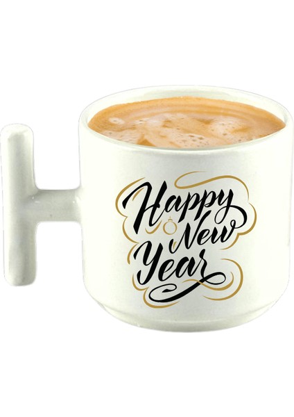 Deepcraft Best Quality 'Happy New Year' T Kulplu Kupa 185 Ml