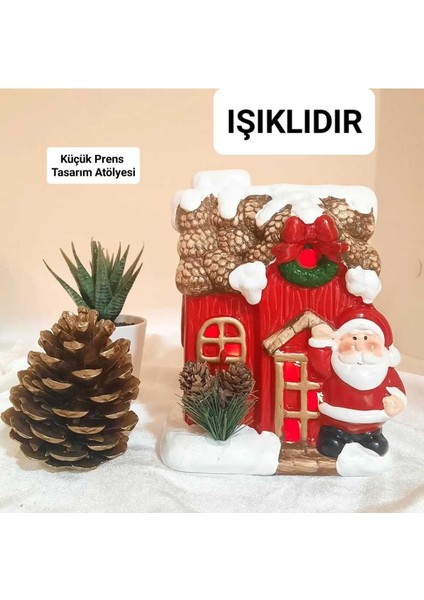 Tekno Trust Yılbaşı Yeni Yıl Dekoratif Işıklı Ev Noel Baba Kozalaklı Dekoratif Obje Chrismast Süs Kırmızı Renk fiyatları