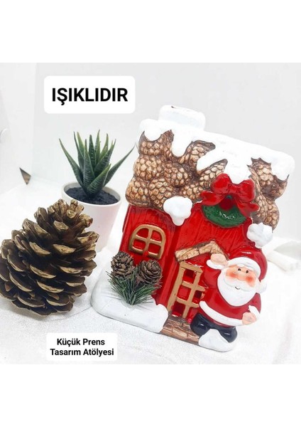 Tekno Trust Yılbaşı Yeni Yıl Dekoratif Işıklı Ev Noel Baba Kozalaklı Dekoratif Obje Chrismast Süs Kırmızı Renk indirimleri