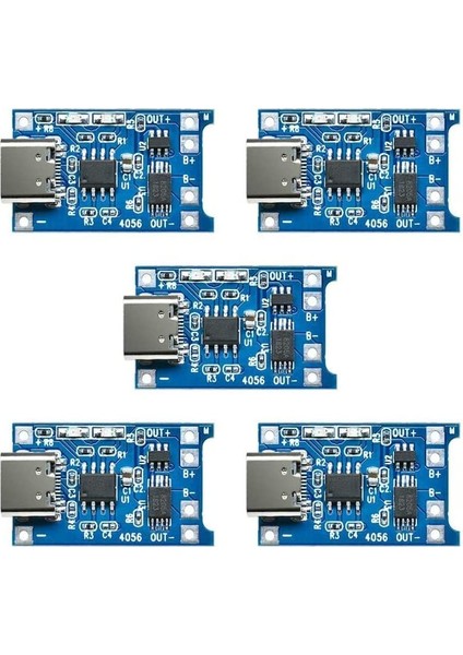 TP4056 Ters Akım Korumalı TP4056 18650 Type C Lityum Pil Şarj Devresi Type-C 5 ADET