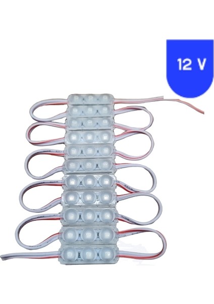 12 Volt 1.5 Watt Mini 3 Lensli Kırmızı 2835 Smd LED Modül IP65 10 Adet Modül