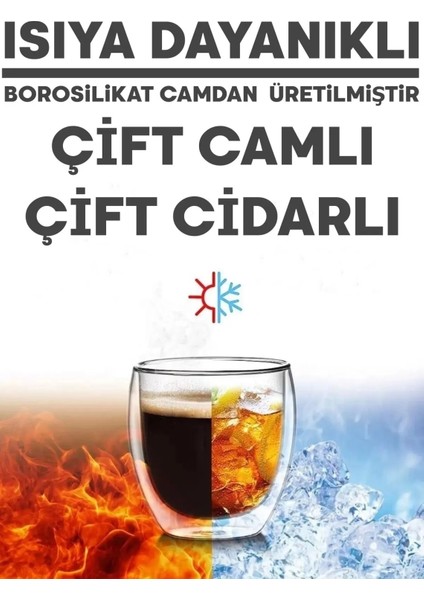 250 ml Çift Camlı Cidarlı Sevimli Kedicik Süt Çay Kahve Su Kupa Bardağı Ev Ofis Isı Yalıtımlı Bardak
