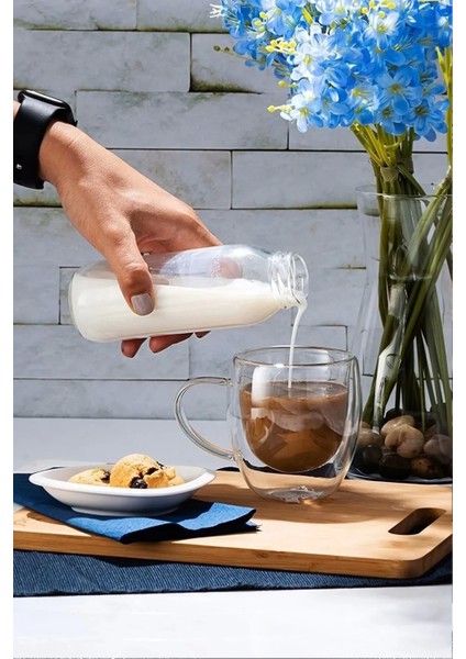 Çift Camlı Çift Cidarlı Cam Kupa 250 ml Ev Ofis Fincanı Çift Katlı Isı Yalıtımlı