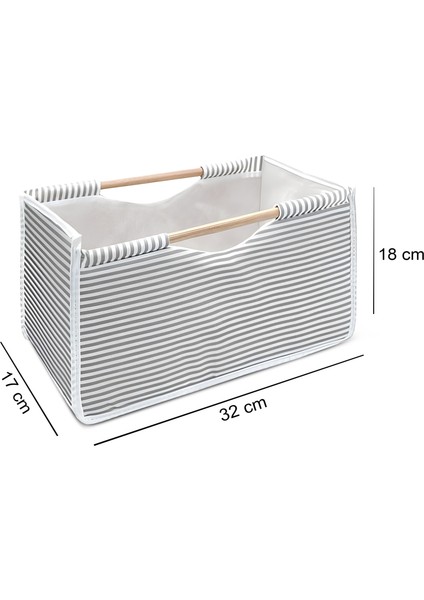 Tahta Saplı Kumaş Kutu Organizer 32X17X18CM modelleri