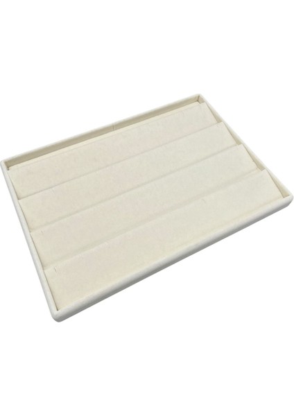 Yerli Üretim Cezayir Model Süet Kumaş Krem Renk 34/24 cm Kademeli Çekmece Içi Küpe Standı