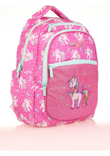 Simli Nakışlı Unicorn Desenli 3’lü Okul Çanta Seti