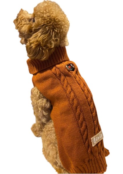 Kiremit Saç Örgülü Küçük Köpek Kazağı