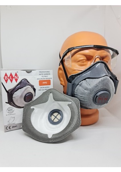 Bm 022 Pro x Ac Ffp2 Aktif Karbon Filtreli Konik Ventilli Toz Maske (20APARAT - 200MASKE)