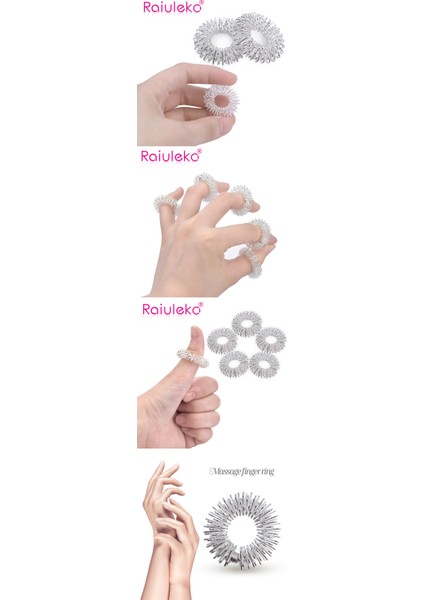 Batmayan Iğneli Reiki Sujok Yüzüğü Masaj Stres Esnek Yaylı Akupunktur Yüzük Gümüş Renk indirimleri