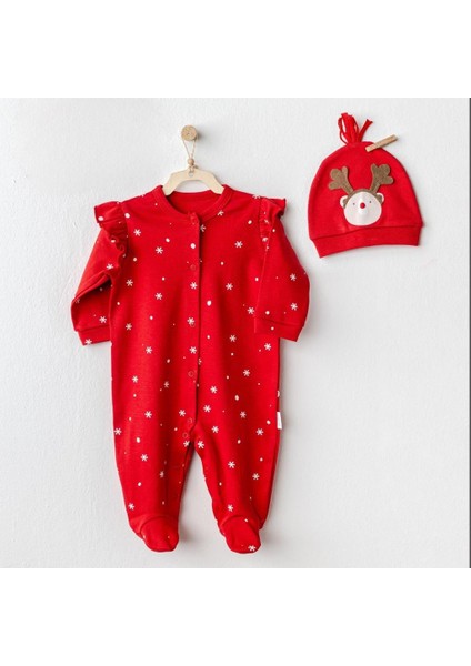 Andywawa AC25328 Happy Newyear Kadife Bebek Tulum Takım Red