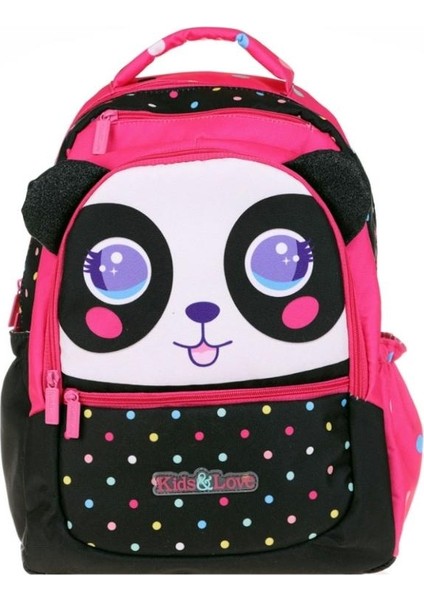 Kids&Love Rubber Cute Face Panda Okul Çantası ve Kalem Çantası 2'li Set modelleri