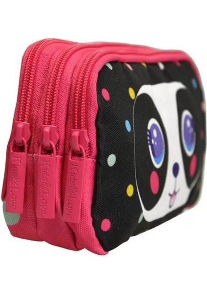 Kids&Love Rubber Cute Face Panda Okul Çantası ve Kalem Çantası 2'li Set