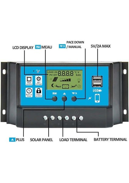 Akıllı Güneş Paneli Şarj Kontrol Cihazı Regülatörü - 30A(12-24V) fırsatları