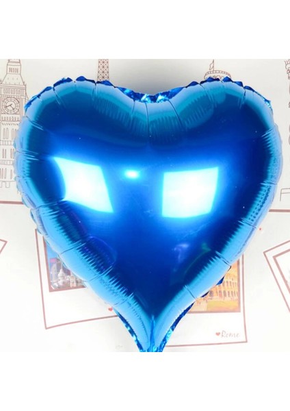 Kalp Uçan Balon Folyo Mavi 80 cm 32 Inç