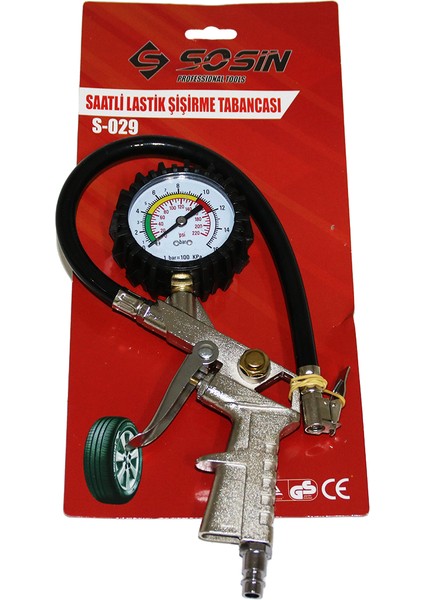 Saatli Hava Ölçme Lastik Şişirme Tabancası 12 Bar Basınçlı - 1/4 Rekor (4767)