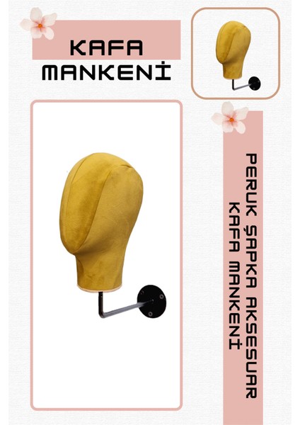 Duvara Monte Bayan Kumaş Kaplı Kafa Mankeni