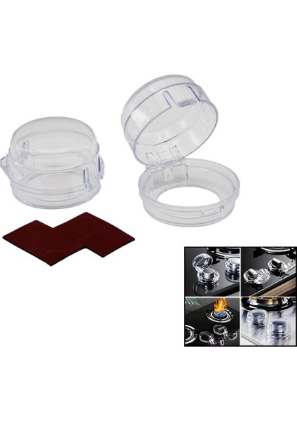 2 Pcs Ocak Düğme Koruyucu Kapak Mika Kristal (4767)