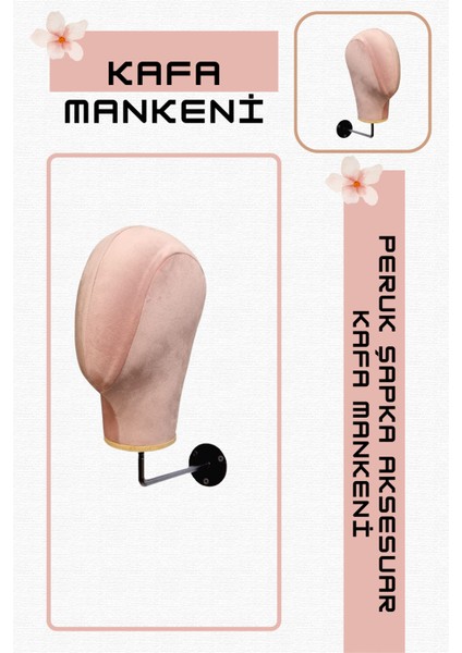 Duvara Monte Bayan Kumaş Kaplı Kafa Mankeni