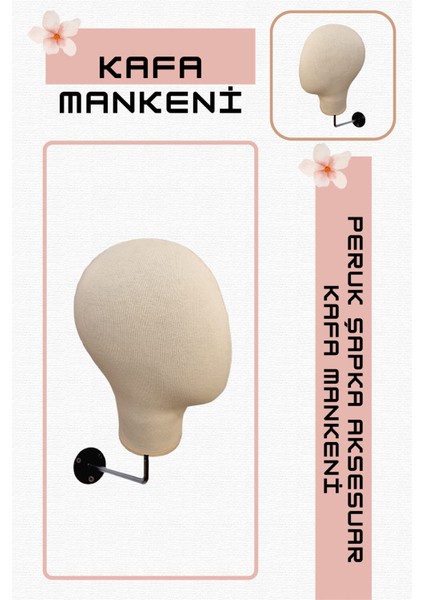 Duvara Monte Bayan Kumaş Kaplı Kafa Mankeni