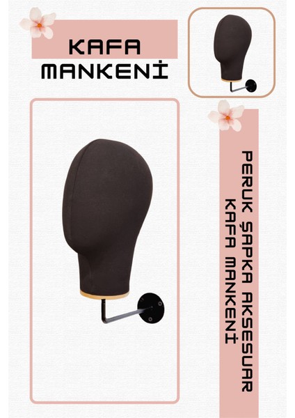 Duvara Monte Bayan Kumaş Kaplı Kafa Mankeni