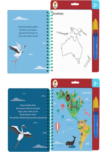 Lino Aqua Magic Book Kıtalar Sihirli Boyama Kitabı Tfl 1001 modelleri