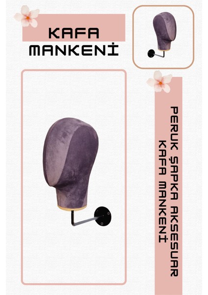 Duvara Monte Bayan Kumaş Kaplı Kafa Mankeni