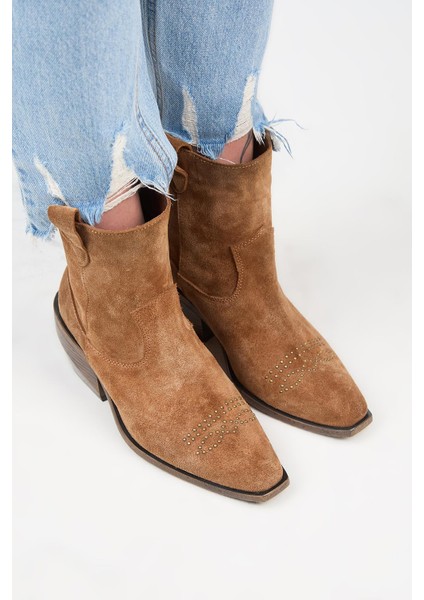 (Gona) Kadın Hakiki Deri Önü Troklu Kovboy Özel Eskitme Taba Bot fiyatları