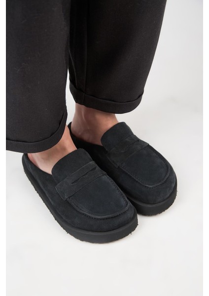 (Ziva) Kadın Loafer Platform Antrasit Terlik
