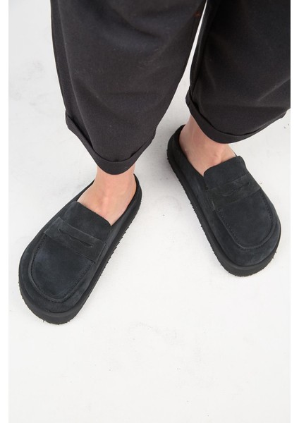 (Ziva) Kadın Loafer Platform Antrasit Terlik