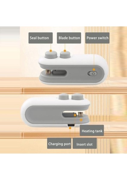 Kesici Ile Mini Çanta Kapatıcı Manyetik USB Şarj Edilebilir Taşınabilir Aperatifler Gıda Saklama