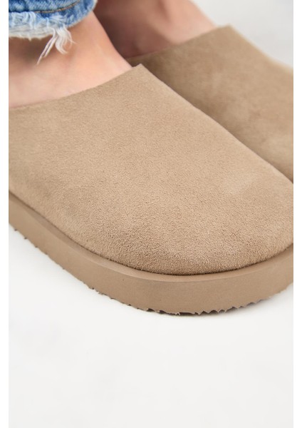 (Jana) Kadın Düz Platform Vizon Terlik modelleri