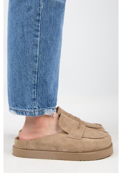 (Ziva) Kadın Loafer Platform Vizon Terlik