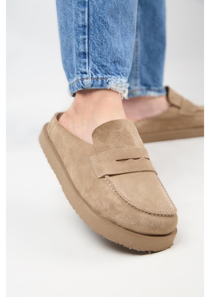 (Ziva) Kadın Loafer Platform Vizon Terlik fırsatları
