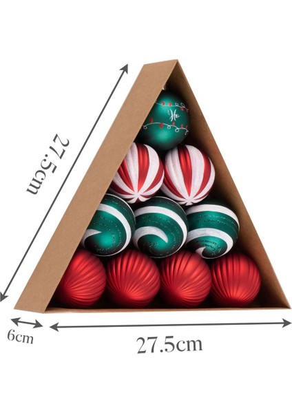 Tekno Trust New Year Yılbaşı 10'lu Set Top Ağaç Süsü Kırmızı ve Yeşil 6 cm
