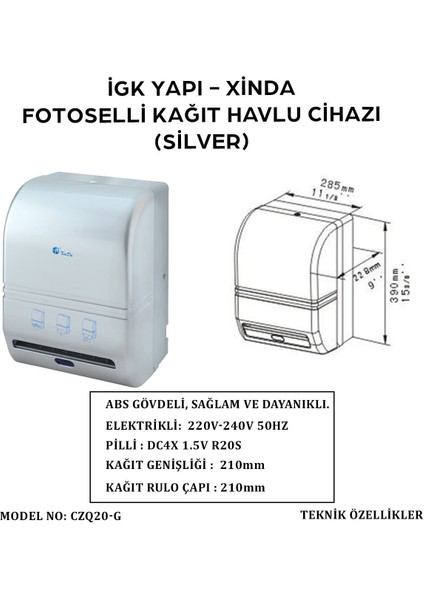 Igk Yapı – Fotoselli Silver Kağıt Havlu Makinesi (CZQ20-G)