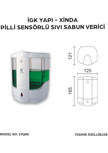 Igk Yapı –Fotoselli Sıvı Sabun Dispanseri (ZYQ80) modelleri