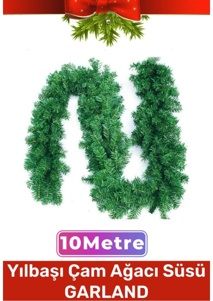 Tekno Trust Doğal Görünümlü Dekoratif Yeni Yıl Noel Yılbaşı Çam Ağacı Süsü Garland Büyük Boy 10 Metre
