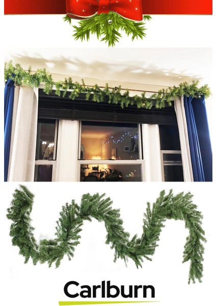 Tekno Trust Doğal Görünümlü Dekoratif Yeni Yıl Noel Yılbaşı Çam Ağacı Süsü Garland Büyük Boy 10 Metre