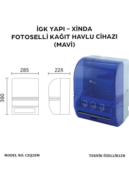 Igk Yapı – Fotoselli Mavi Kağıt Havlu Makinesi (CZQ20-M)