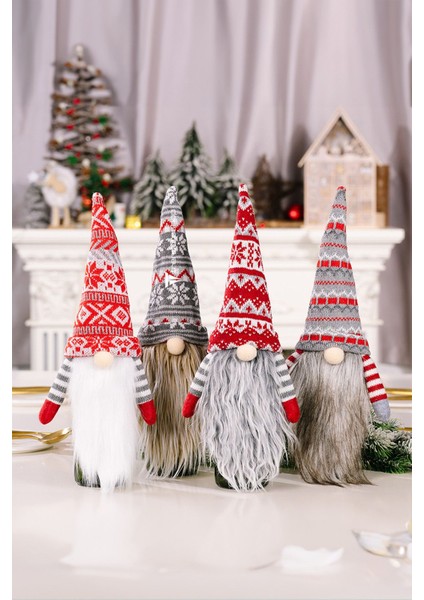 Tekno Trust 4’lü Gnome Neol Dekorasyon Seti Sevimli Peluş Noel Baba Gnome Set