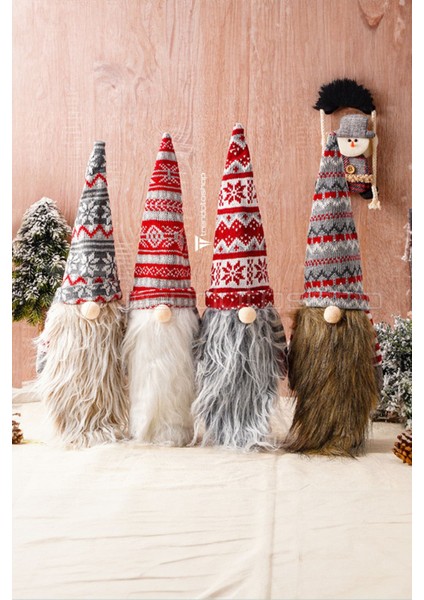 Tekno Trust 4’lü Gnome Neol Dekorasyon Seti Sevimli Peluş Noel Baba Gnome Set