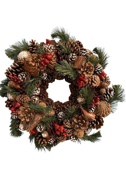 Tekno Trust Yılbaşı Süsü Kapı Duvar Doğal Çelenk Hobi Yeni Yıl Parti Eğlence Hediyelik 40 cm