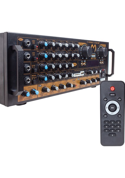 Magıcvoıce MV-1232 2*80W Usb/sd Bt Uk-Balans 4 Mik Giriş-4 Hop Çıkışlı Stereo Küp Mixer Trafosuz Anfi (4767)