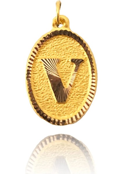 0.25 Gram 14 Ayar Altın V Harf Kolye Ucu