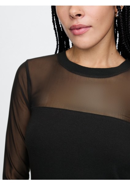 Kadın Siyah Modern Mesh Bluz modelleri