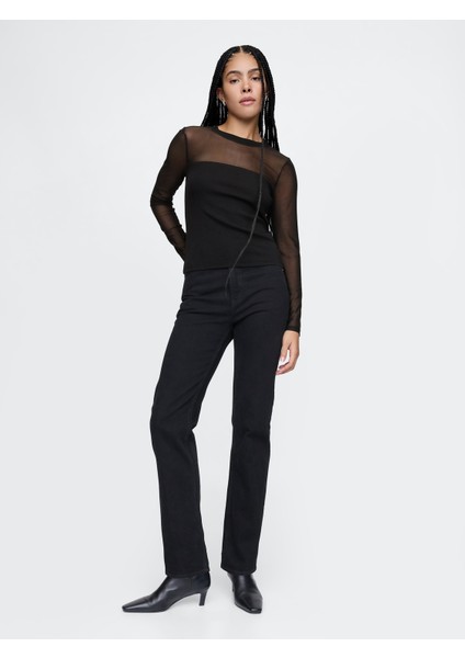 Kadın Siyah Modern Mesh Bluz fırsatları